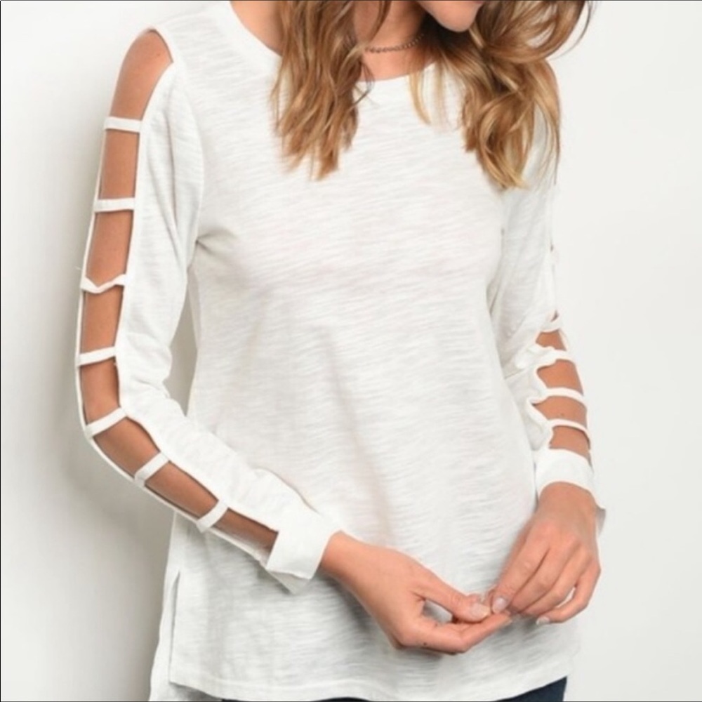 Off White Ladder Sleeve Top